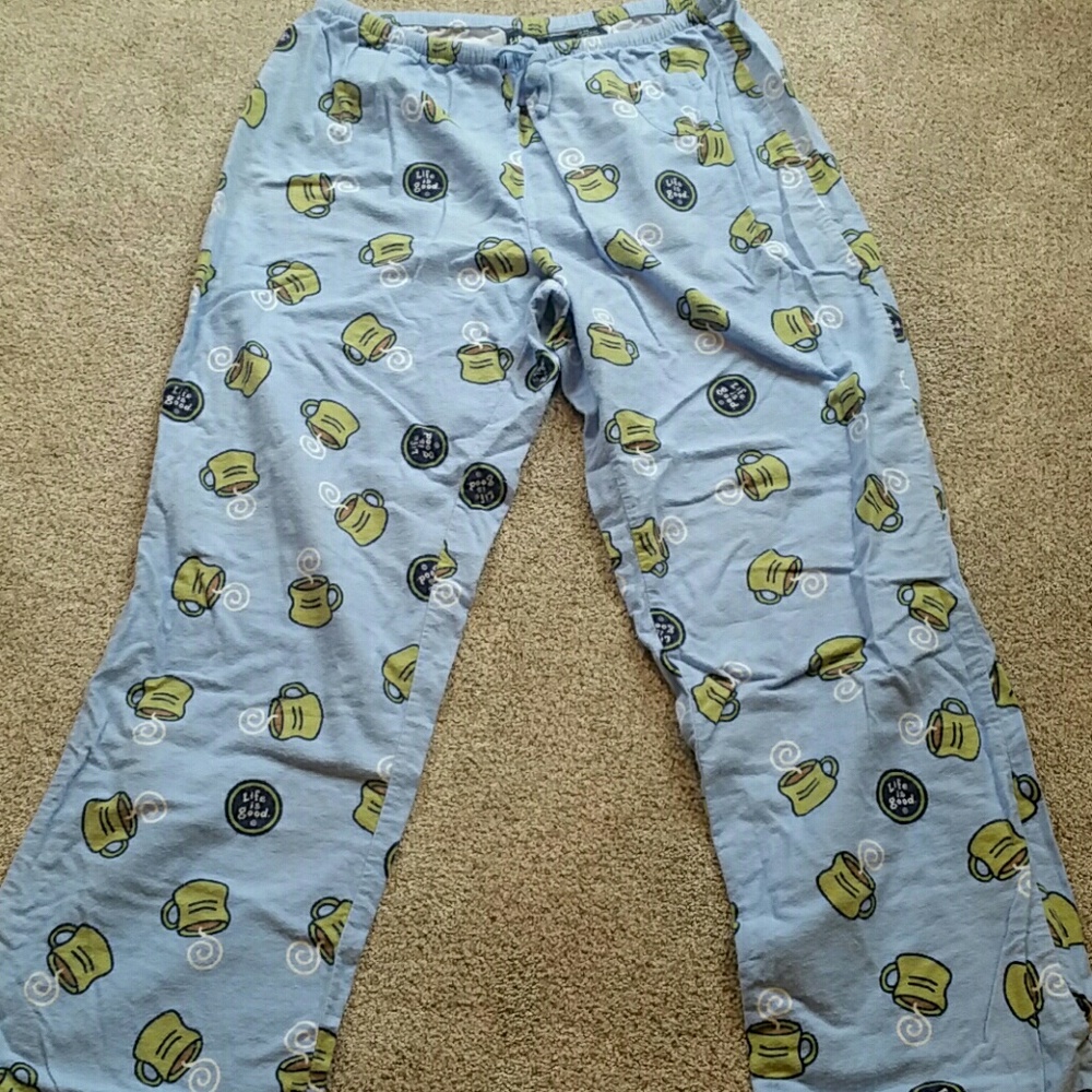 Flannel life is good coffee pajama bottoms XL